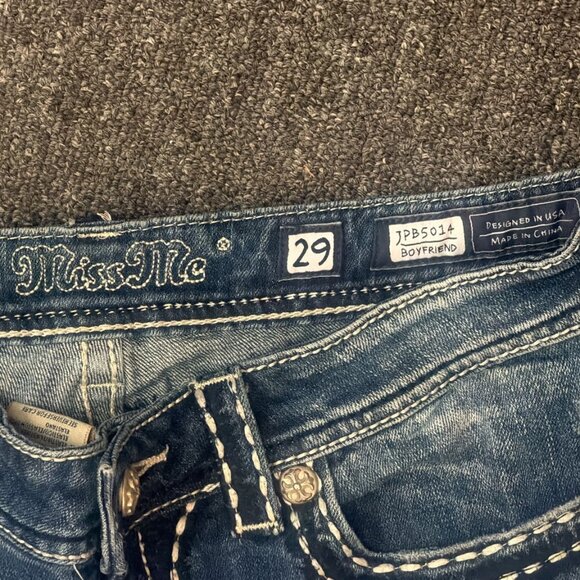 Miss Me Boyfriend Jeans Womens 29 Cropped 26 Inseam Bling Rhinestone Flap Pocket - Picture 4 of 6